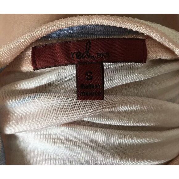 Red by BKE Womens Size Small Striped Short Sleeve Keyhole V Neck Faux Wrap Shirt - Picture 4 of 4